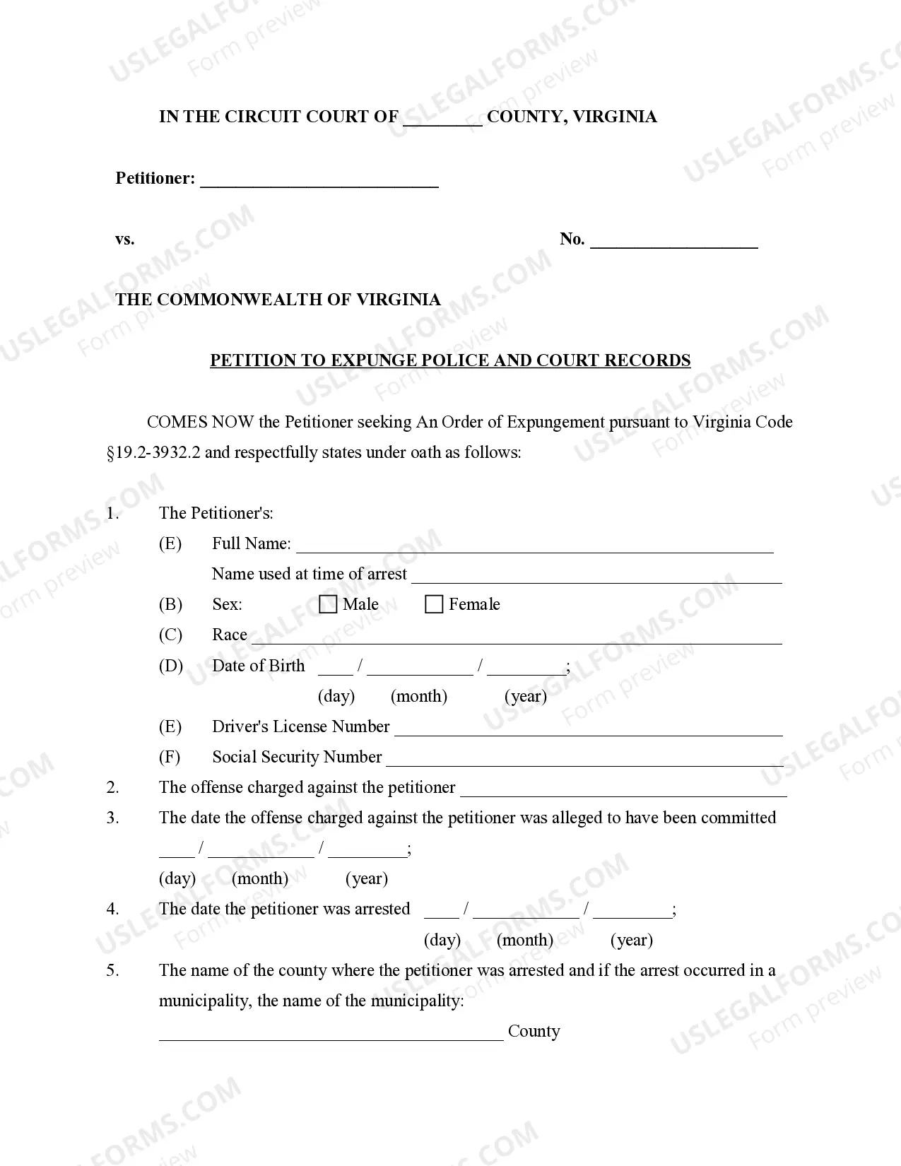 Preview Virginia Expungement Package