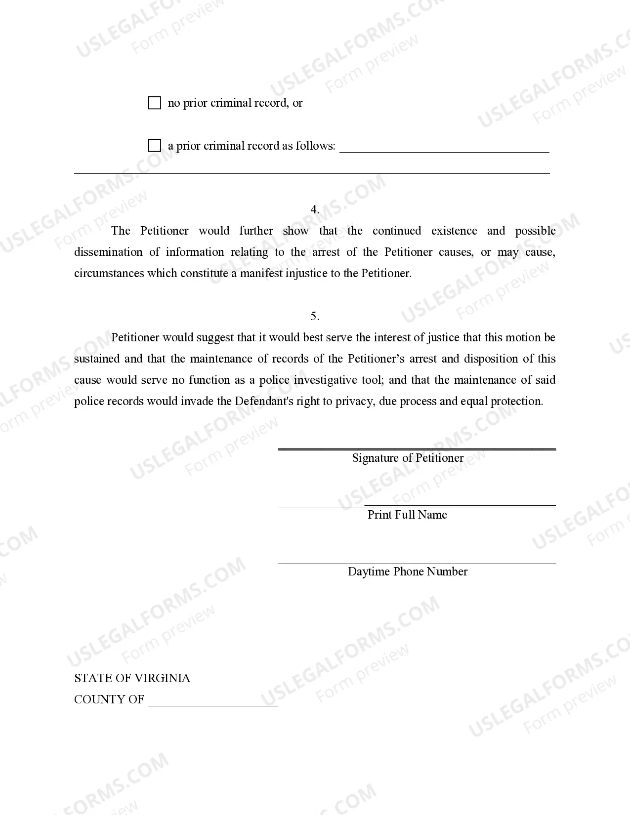 Preview Virginia Expungement Package