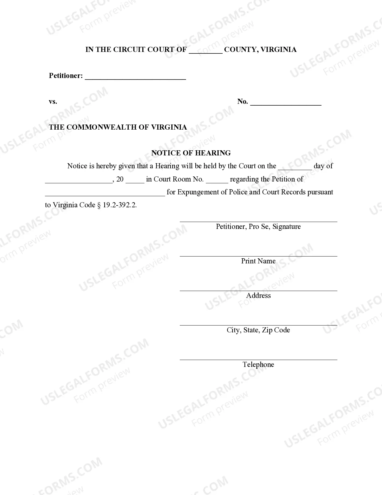 Preview Virginia Expungement Package