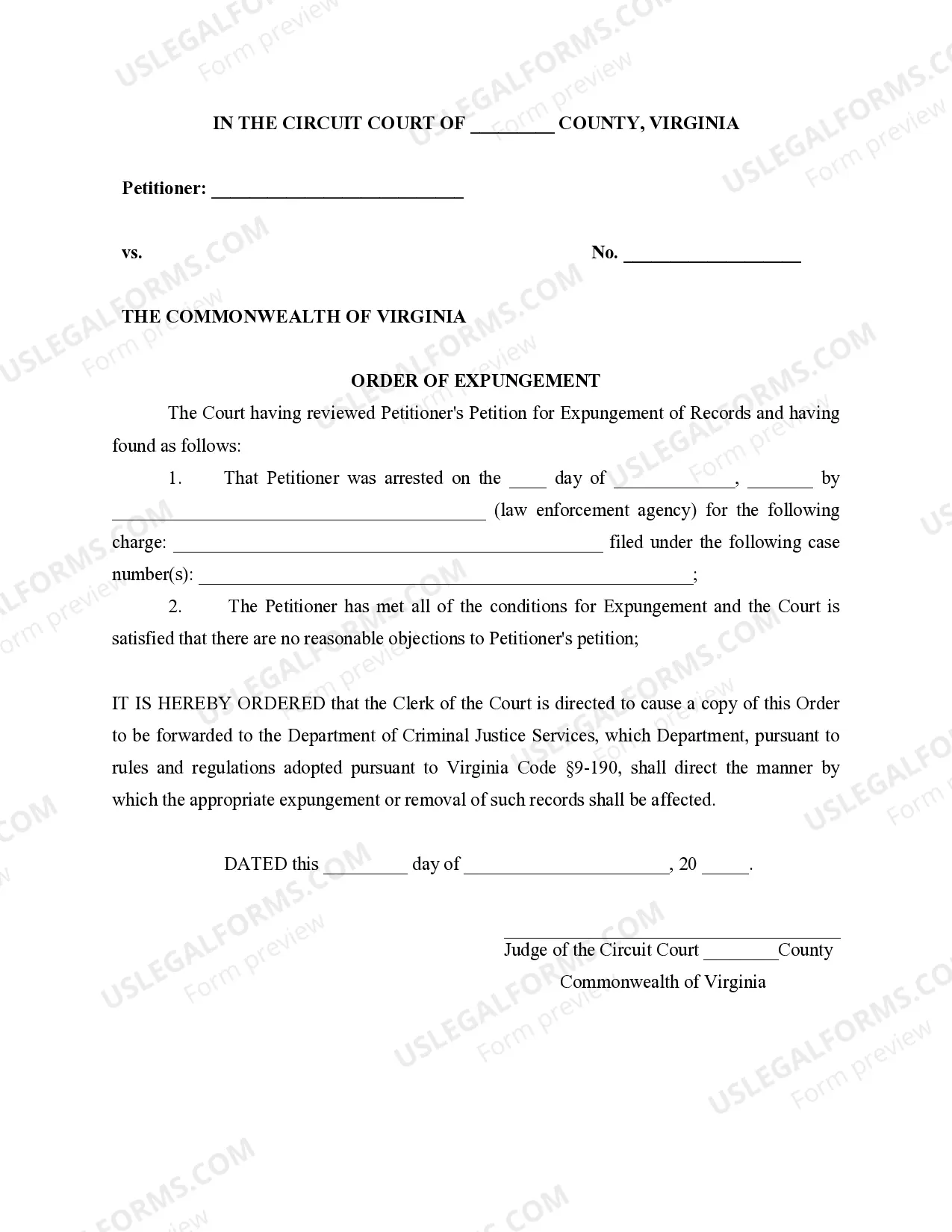 Preview Virginia Expungement Package