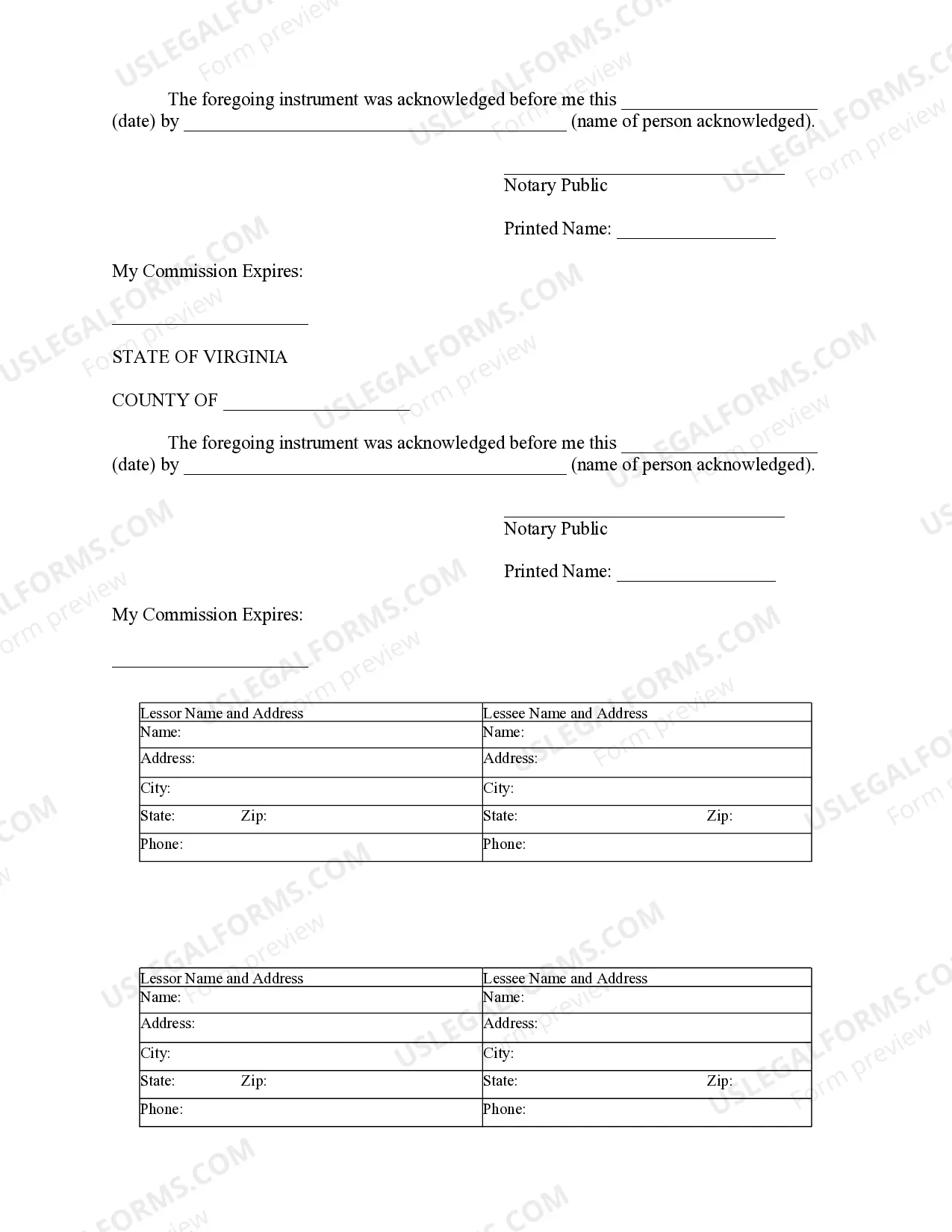 Preview Notice of Lease for Recording