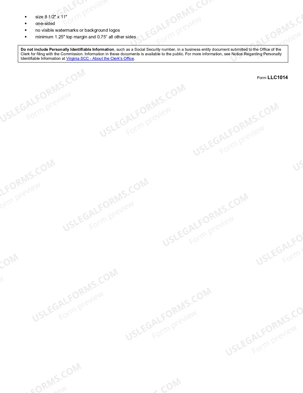 Preview Guide for Articles of Amendment - Virginia Limited Liability Company