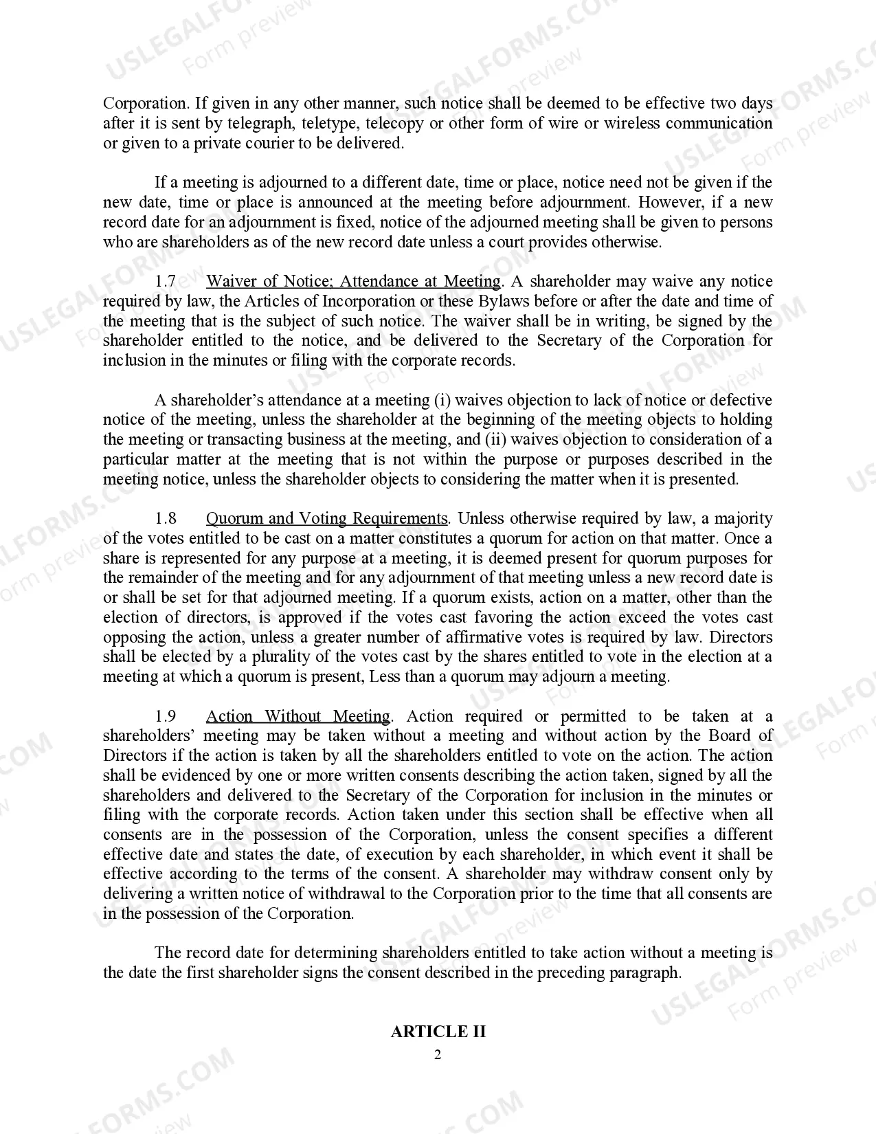 Preview Corporate Bylaws