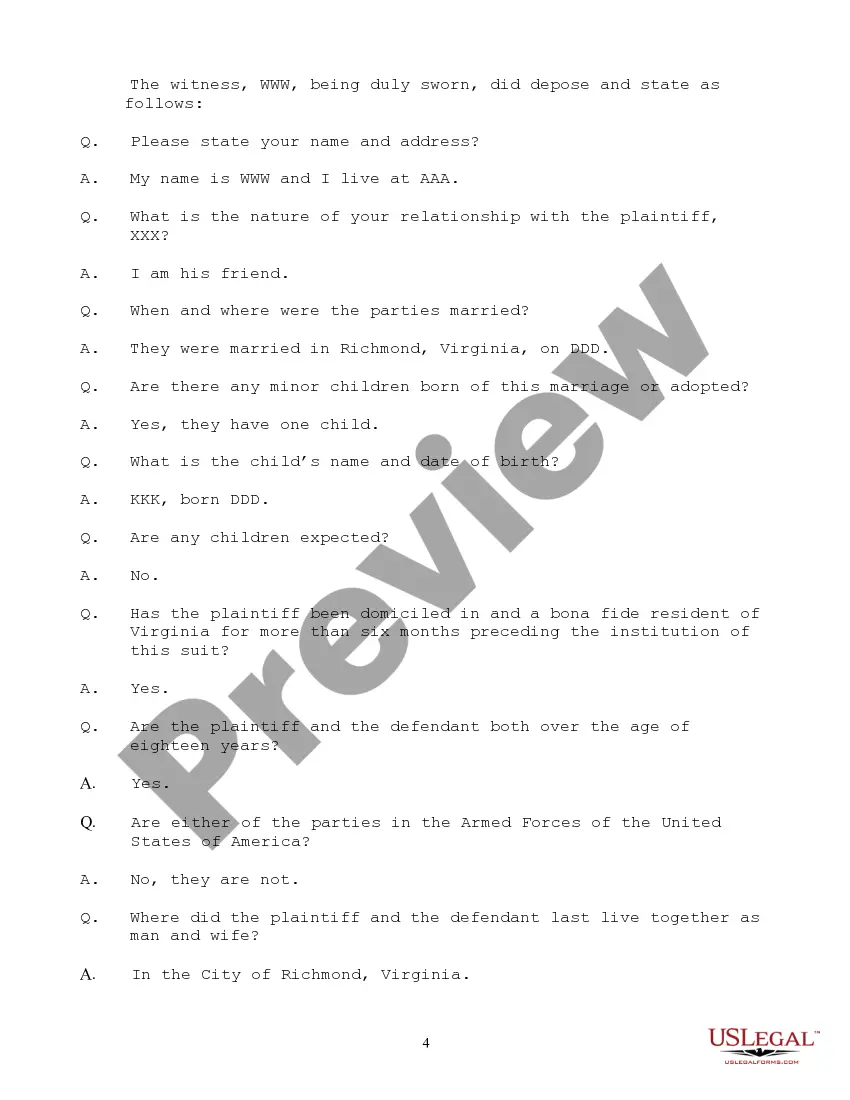 Preview Divorce Depositions with Child and Separation Agreement