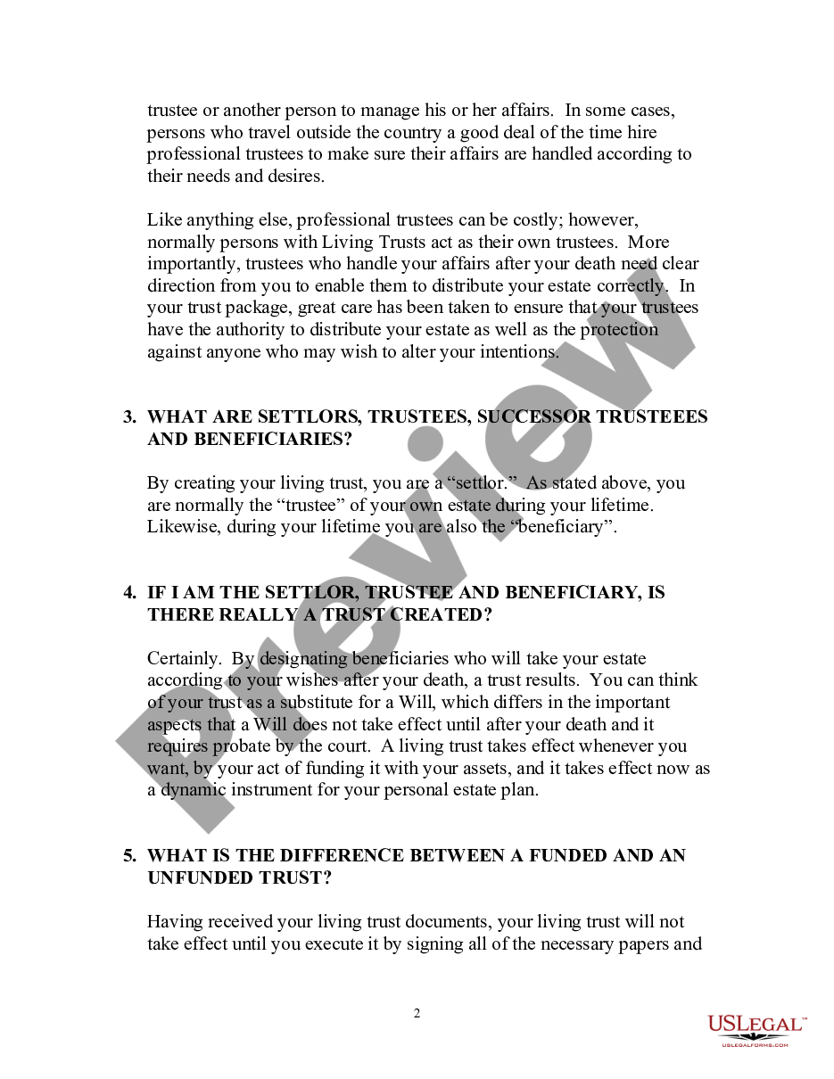 page 1 Basic Questions on the Revocable Living Trust preview