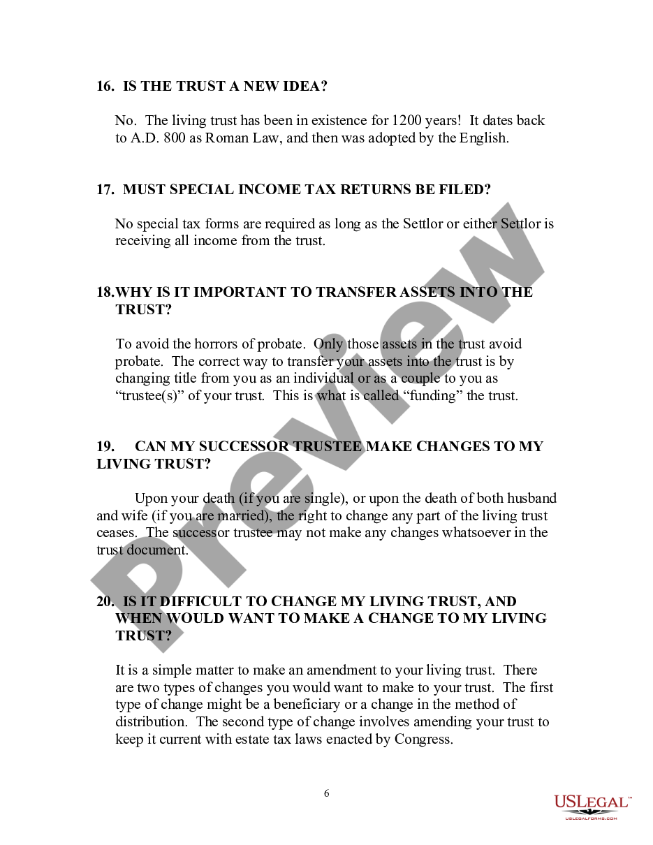 page 5 Basic Questions on the Revocable Living Trust preview