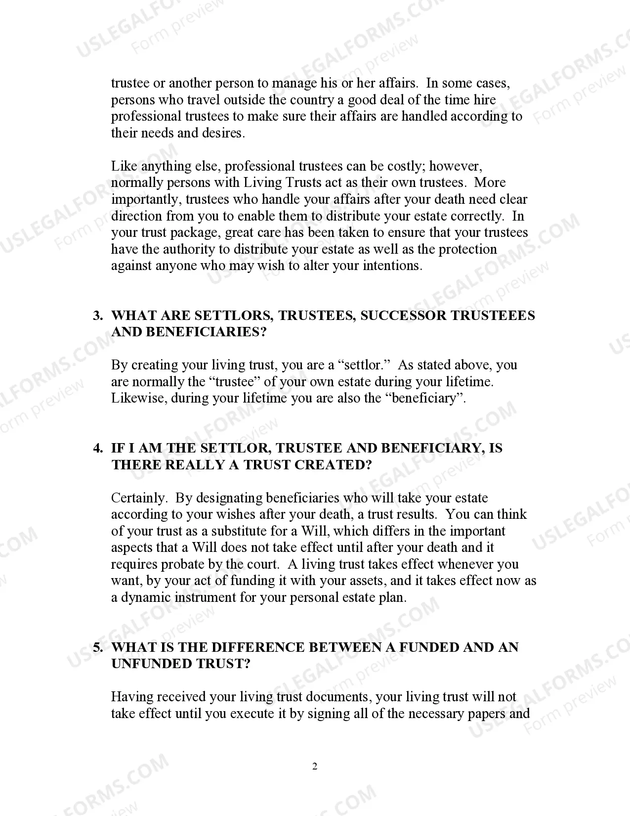 Preview Basic Questions on the Revocable Living Trust
