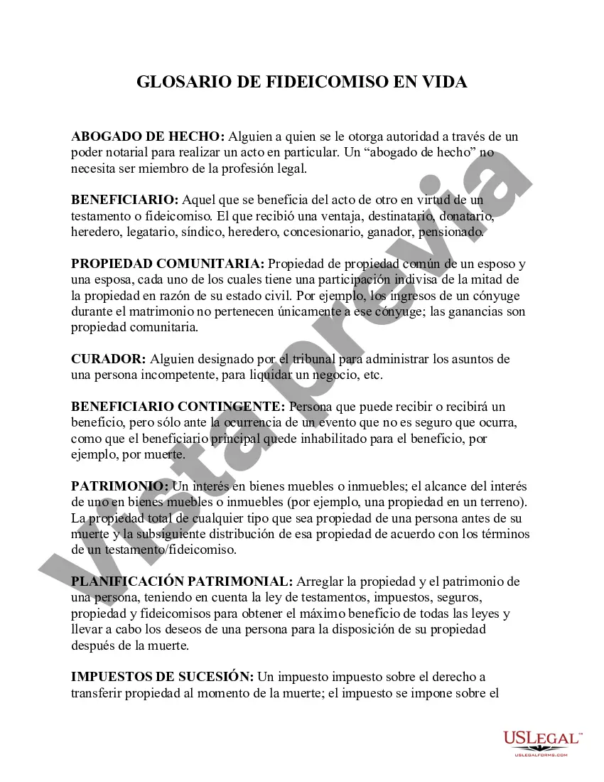 Preview Instrucciones para el Fideicomitente y el Fideicomisario para el Fideicomiso Revocable