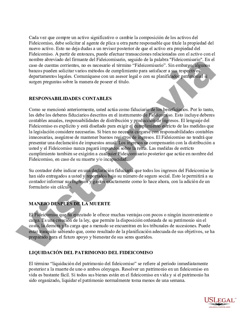 Preview Instrucciones para el Fideicomitente y el Fideicomisario para el Fideicomiso Revocable