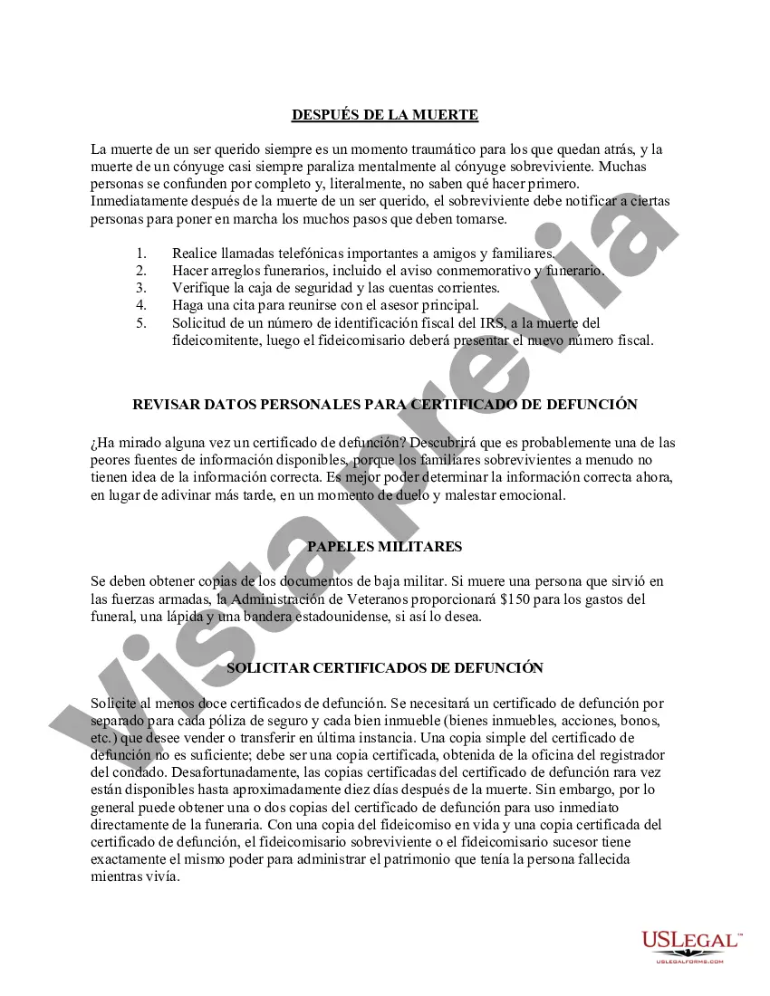 Preview Instrucciones para el Fideicomitente y el Fideicomisario para el Fideicomiso Revocable
