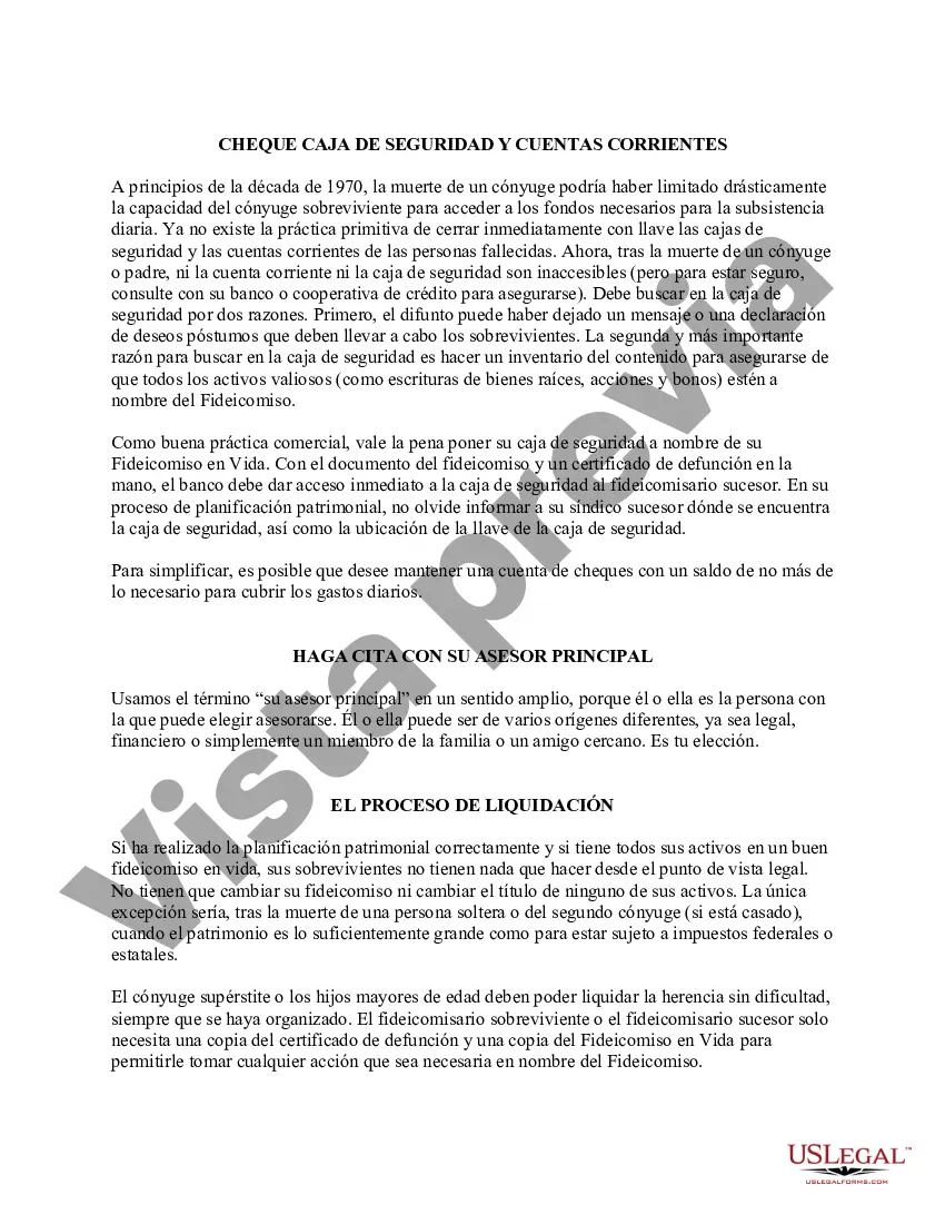 Preview Instrucciones para el Fideicomitente y el Fideicomisario para el Fideicomiso Revocable