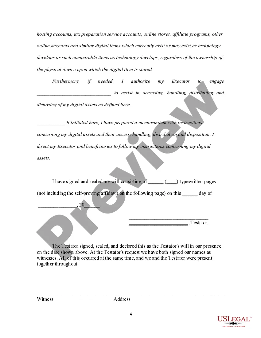 Preview Pour Over Will for Husband