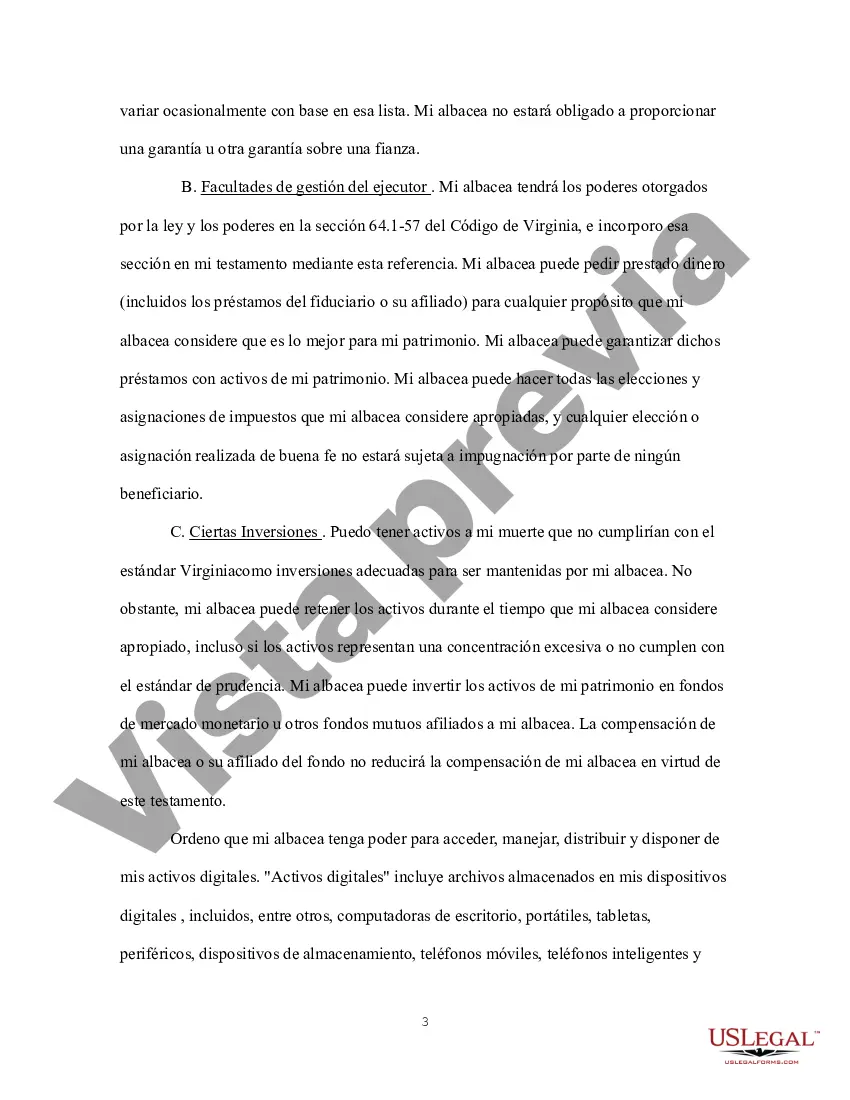 Preview Vierta el testamento para la esposa