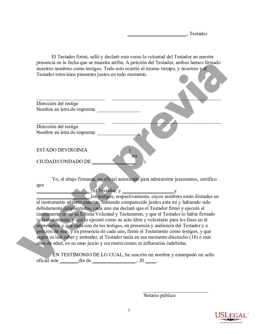 Preview Vierta el testamento para la esposa