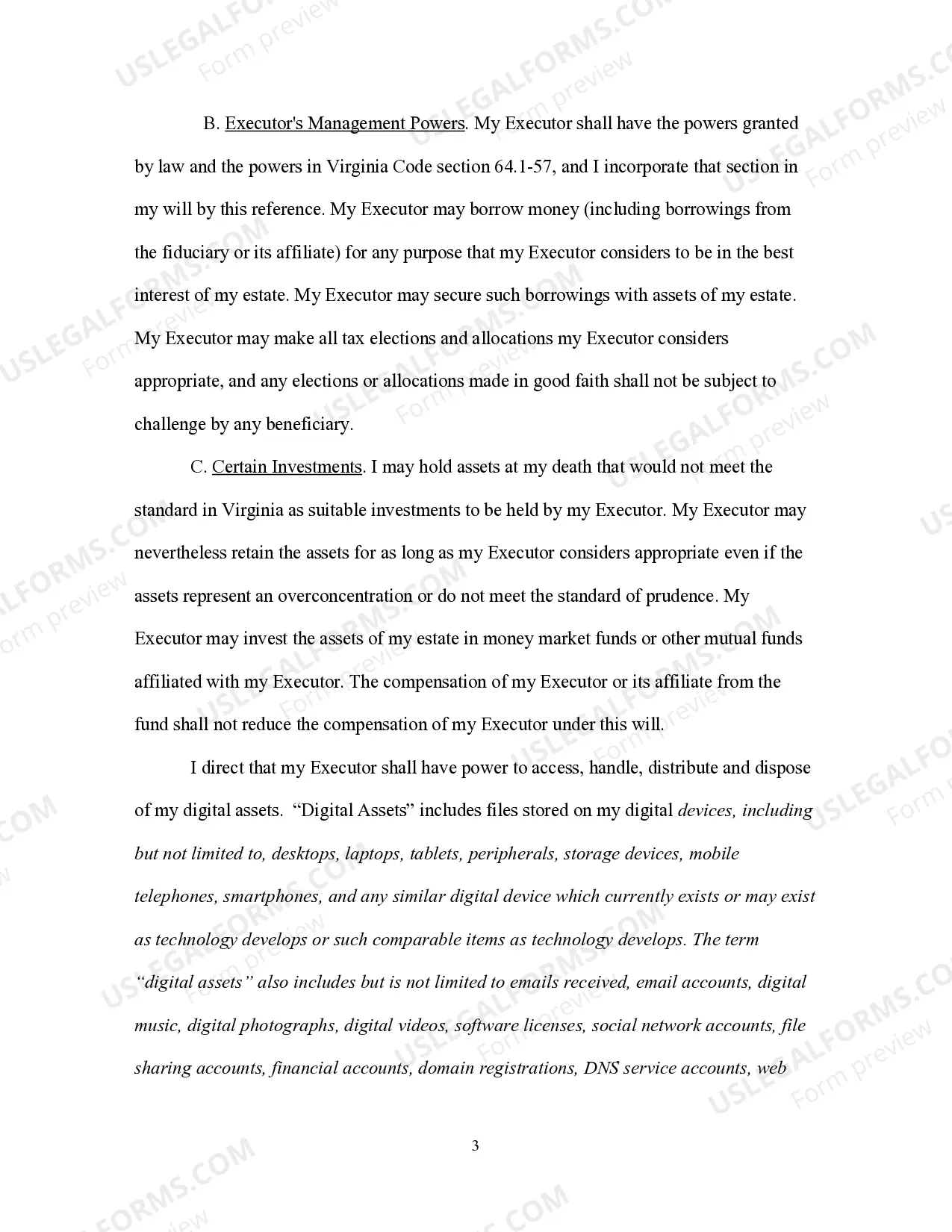 Preview Pour Over Will for Wife