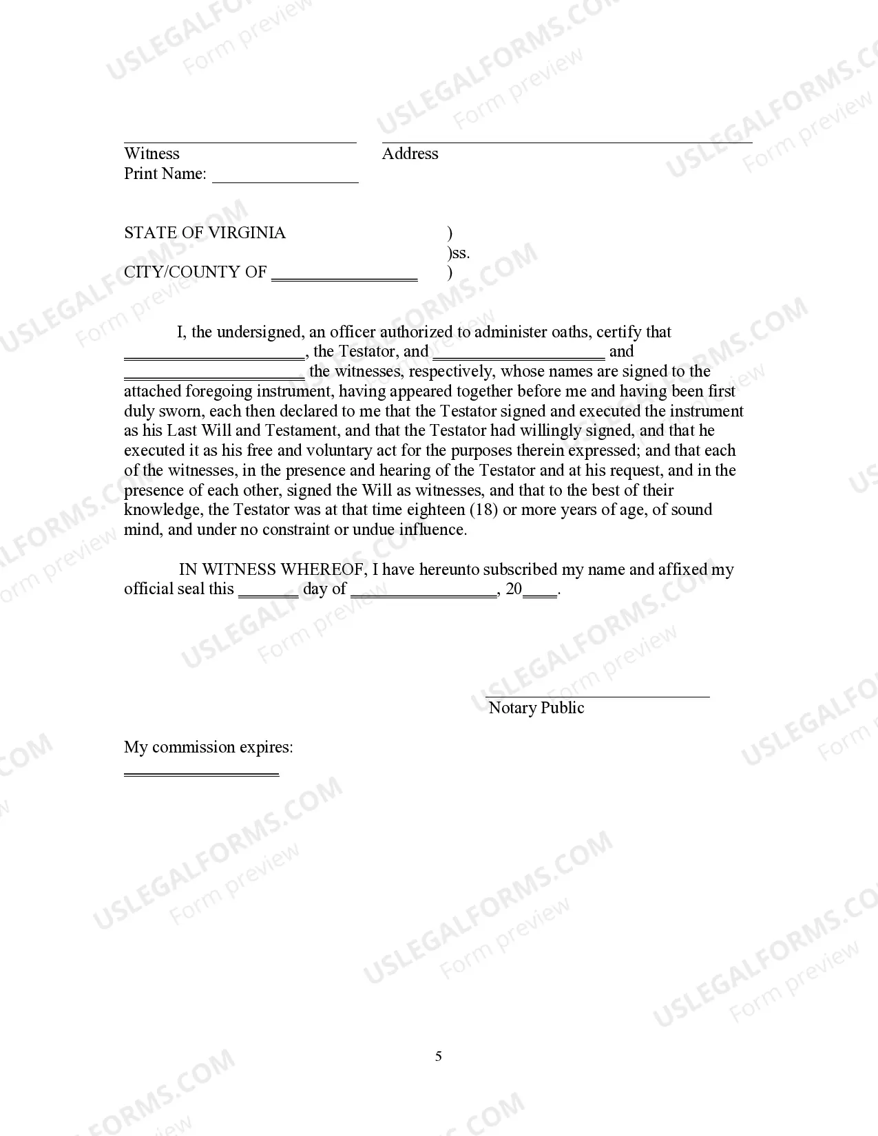 Preview Pour Over Will for Wife