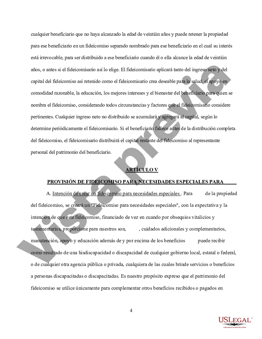 Preview Fideicomiso en Vida Revocable para Persona Soltera con Necesidades Especiales