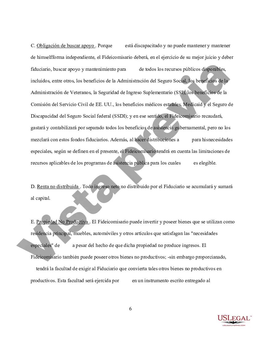 Preview Fideicomiso en Vida Revocable para Persona Soltera con Necesidades Especiales