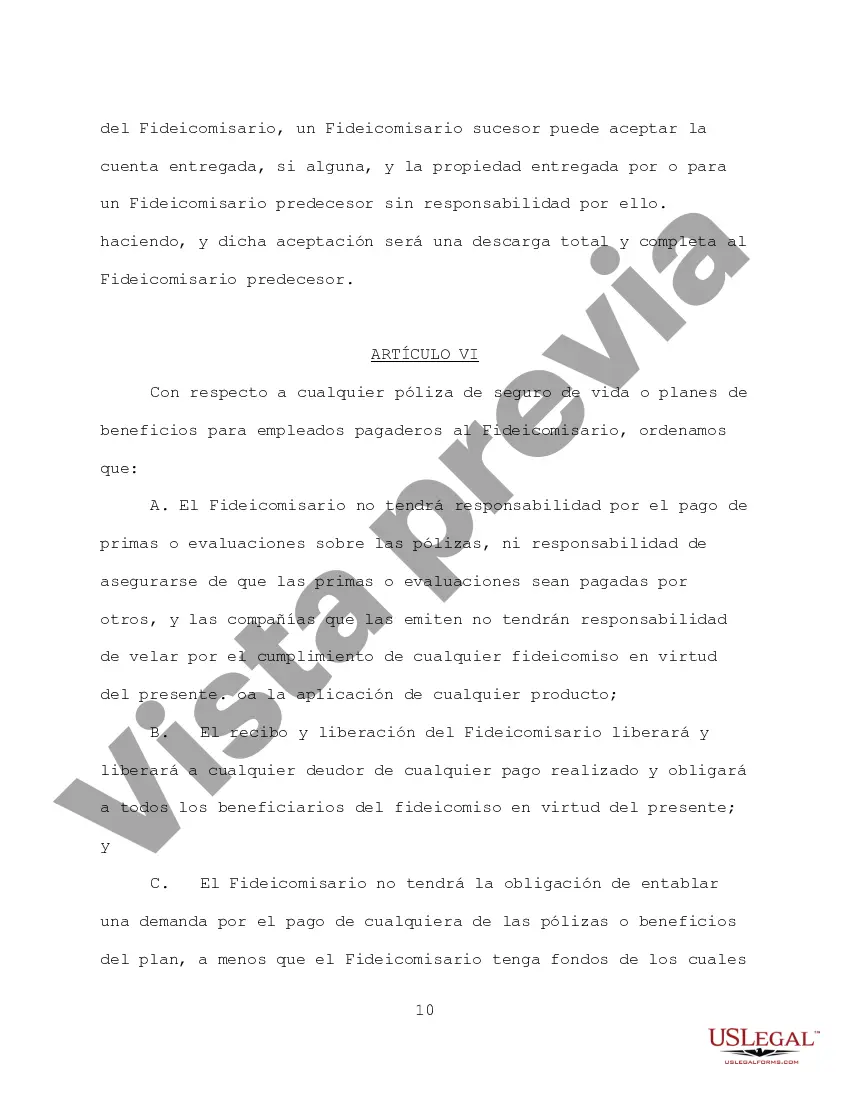 Preview Fideicomiso en vida revocable para esposo y esposa para 3 fideicomisarios conjuntos