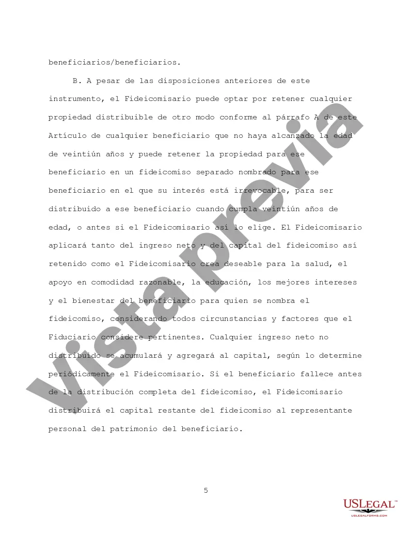 Preview Fideicomiso en vida revocable para esposo y esposa para 3 fideicomisarios conjuntos