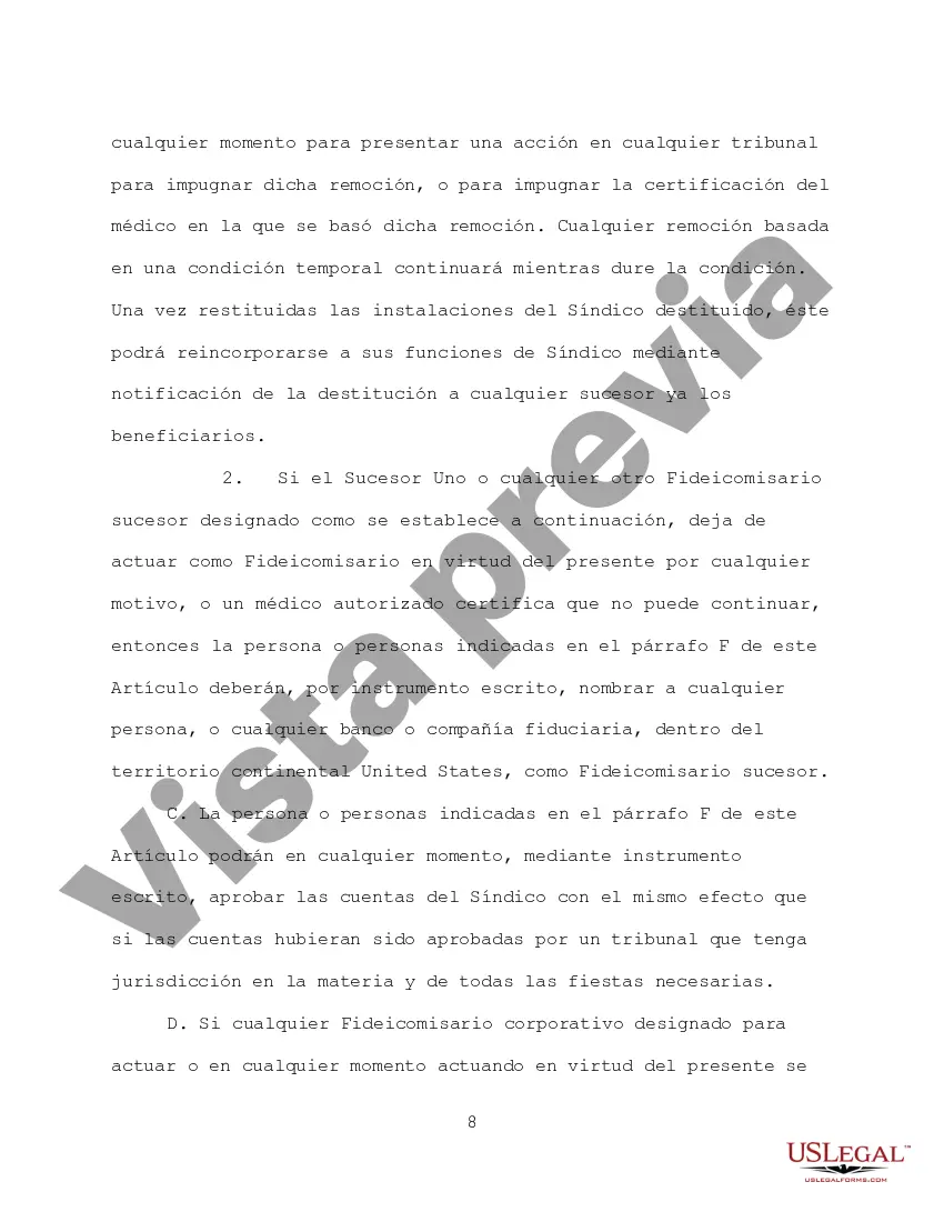 Preview Fideicomiso en vida revocable para esposo y esposa para 3 fideicomisarios conjuntos