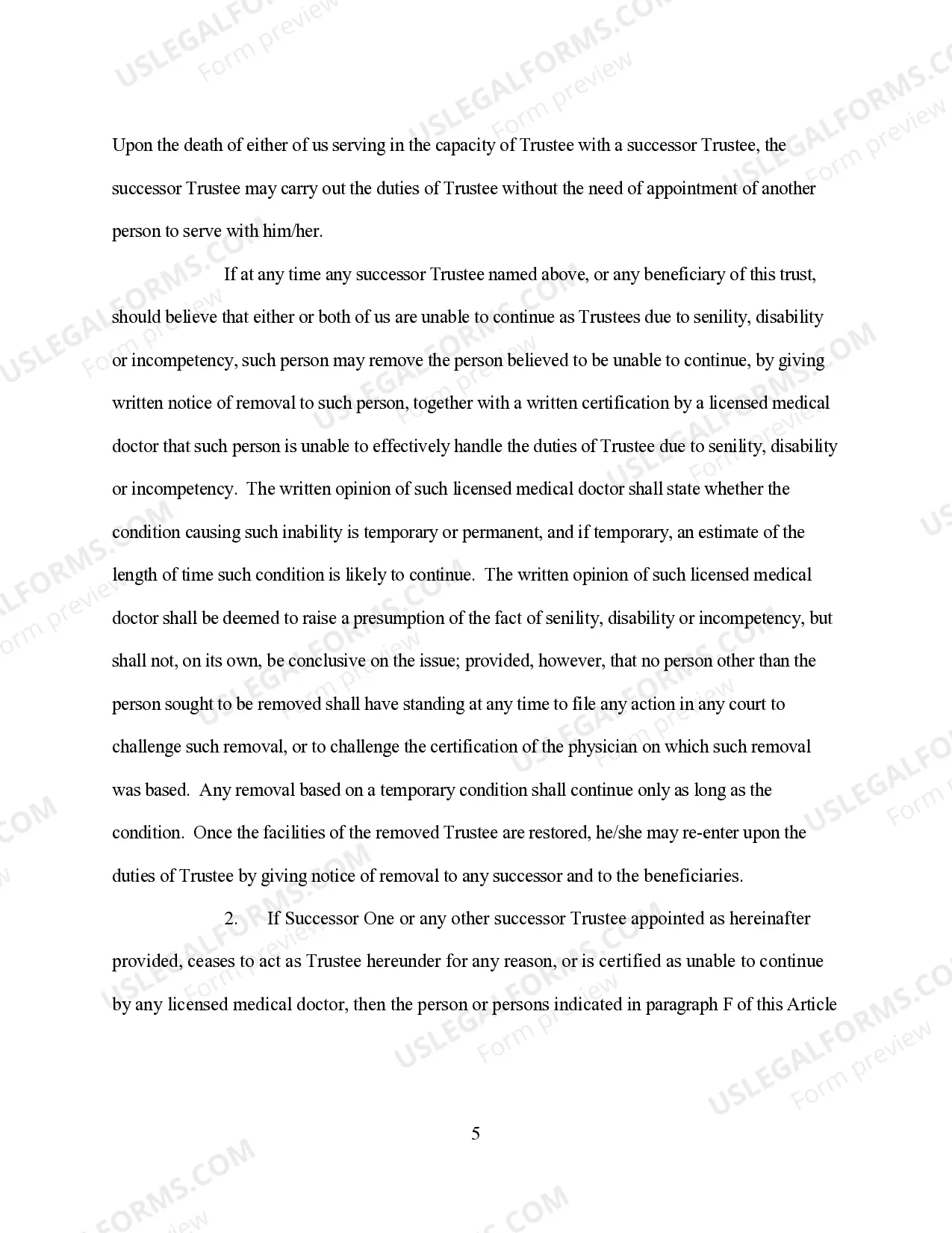 Preview Revocable Living Trust for Husband and Wife for 3 joint trustees