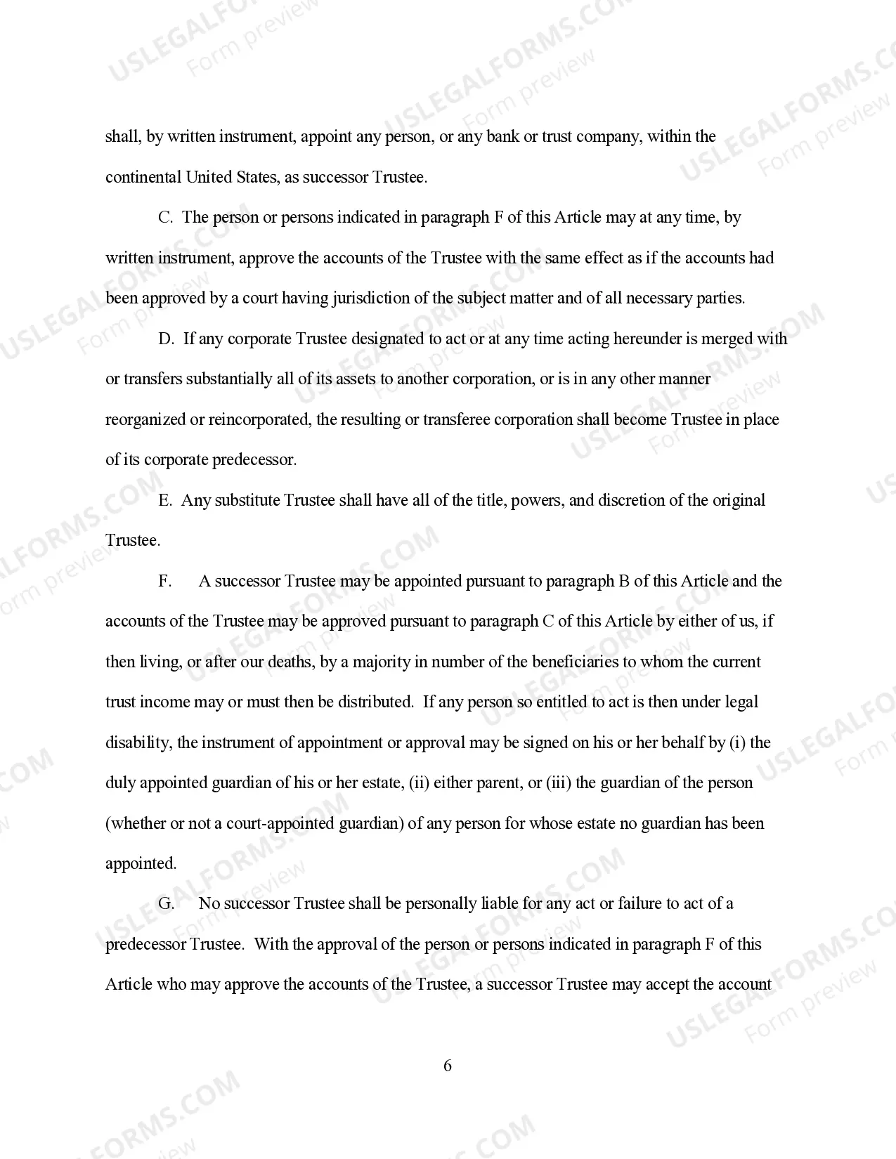 Preview Revocable Living Trust for Husband and Wife for 3 joint trustees