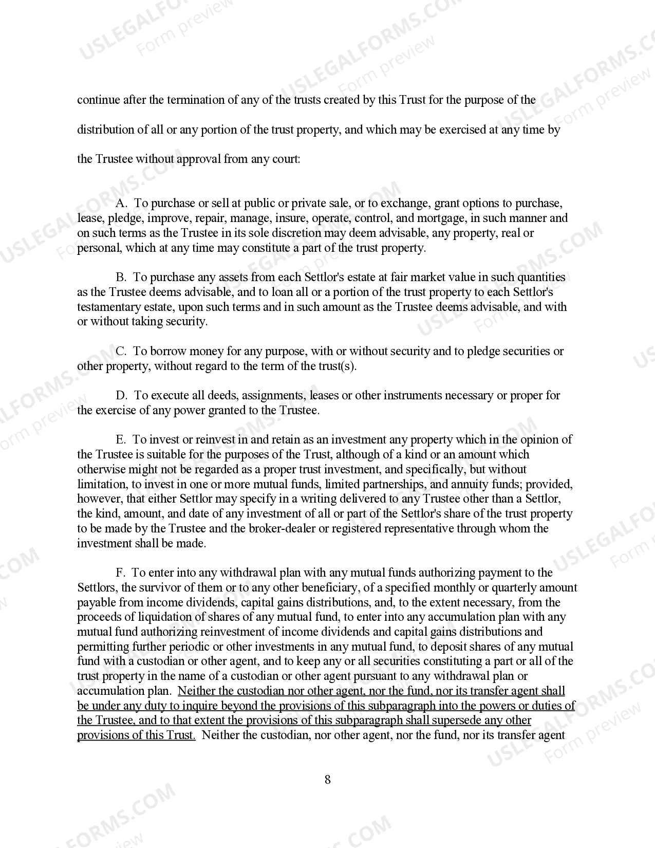 Preview Revocable Living Trust for Husband and Wife for 3 joint trustees