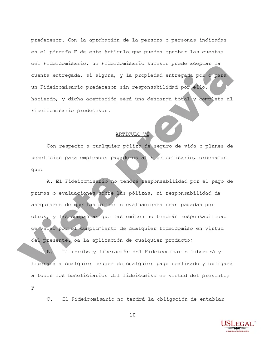 Preview Fideicomiso en Vida Revocable para Esposo y Esposa