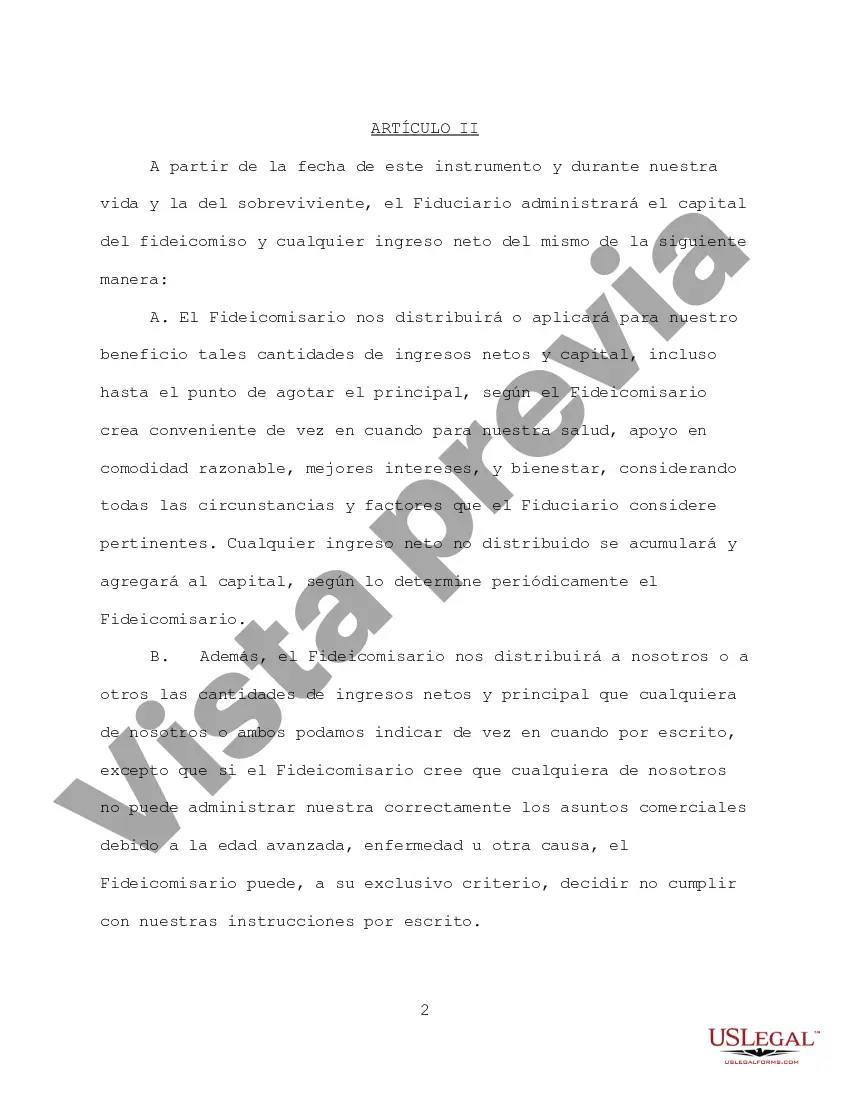 Preview Fideicomiso en Vida Revocable para Esposo y Esposa