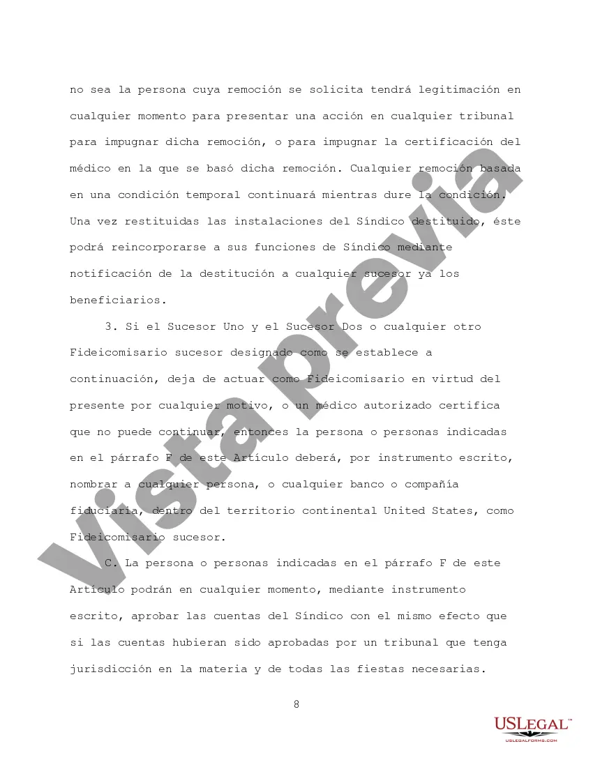 Preview Fideicomiso en Vida Revocable para Esposo y Esposa