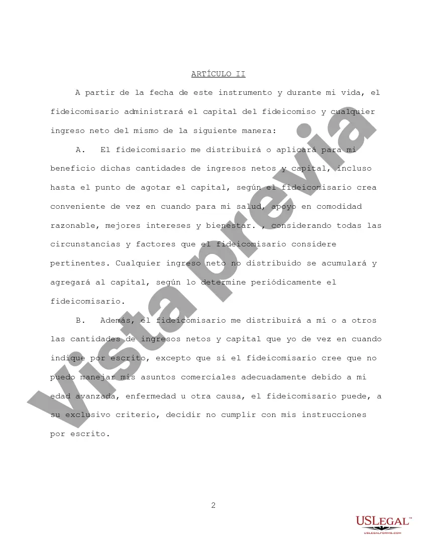 Preview Fideicomiso en vida revocable para una sola persona