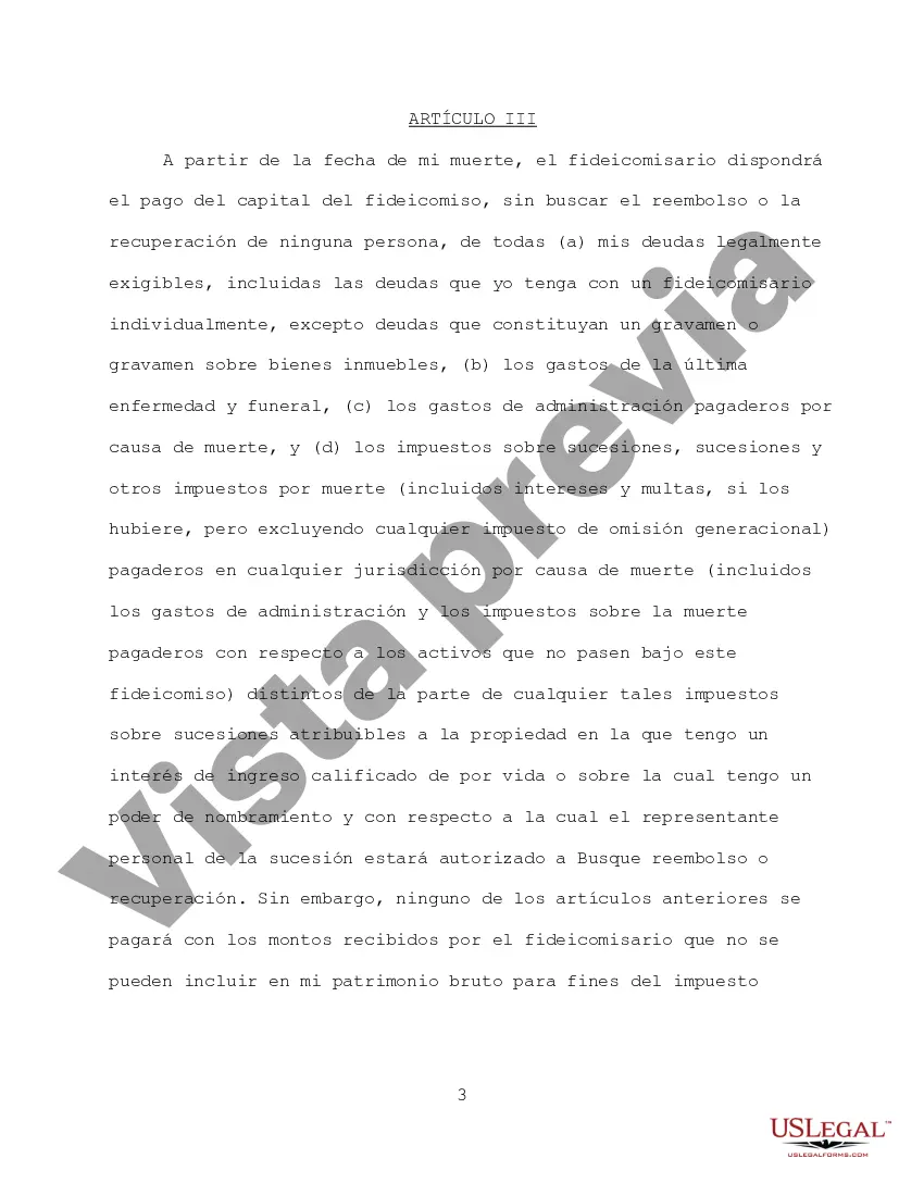 Preview Fideicomiso en vida revocable para una sola persona