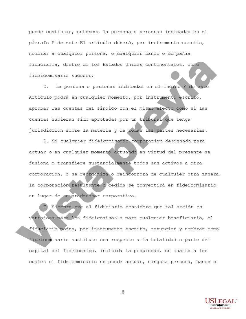 Preview Fideicomiso en vida revocable para una sola persona