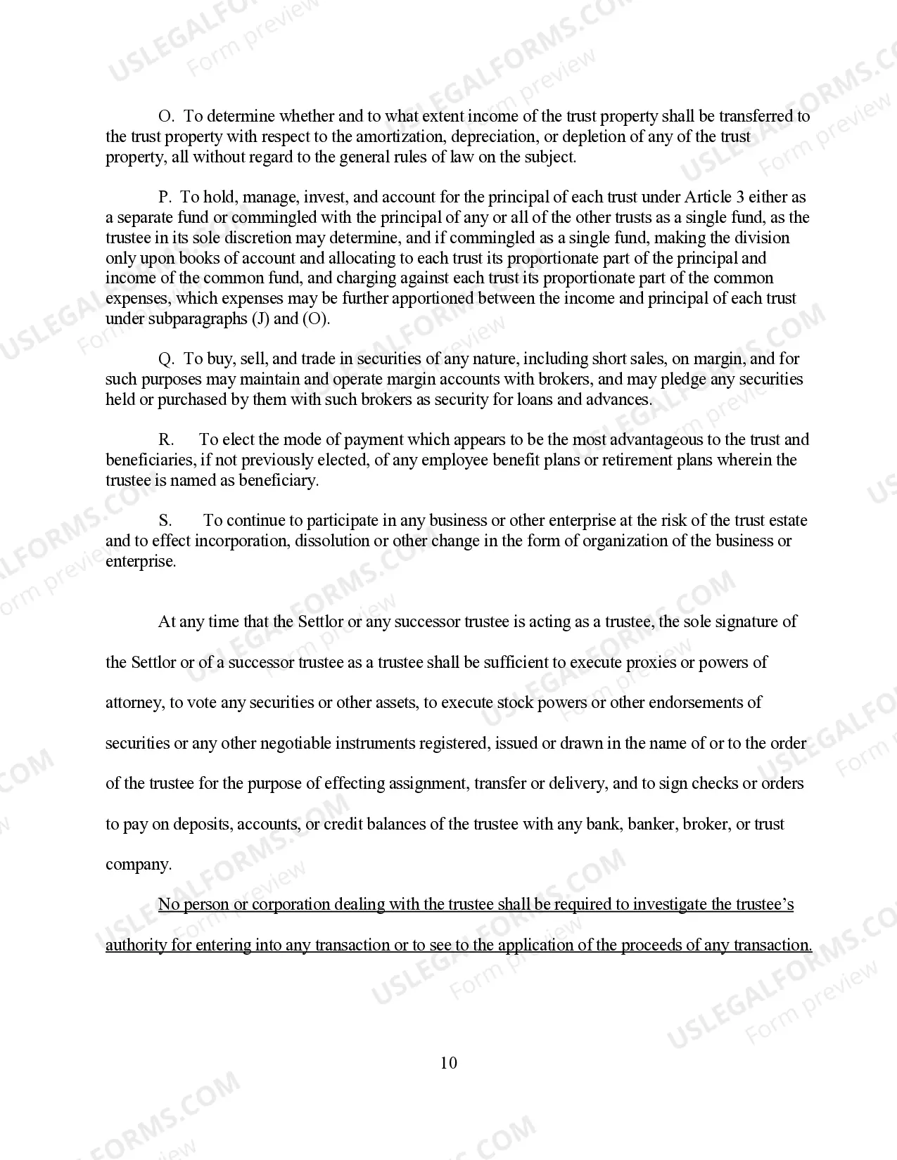 Preview Revocable Living Trust for Single Person