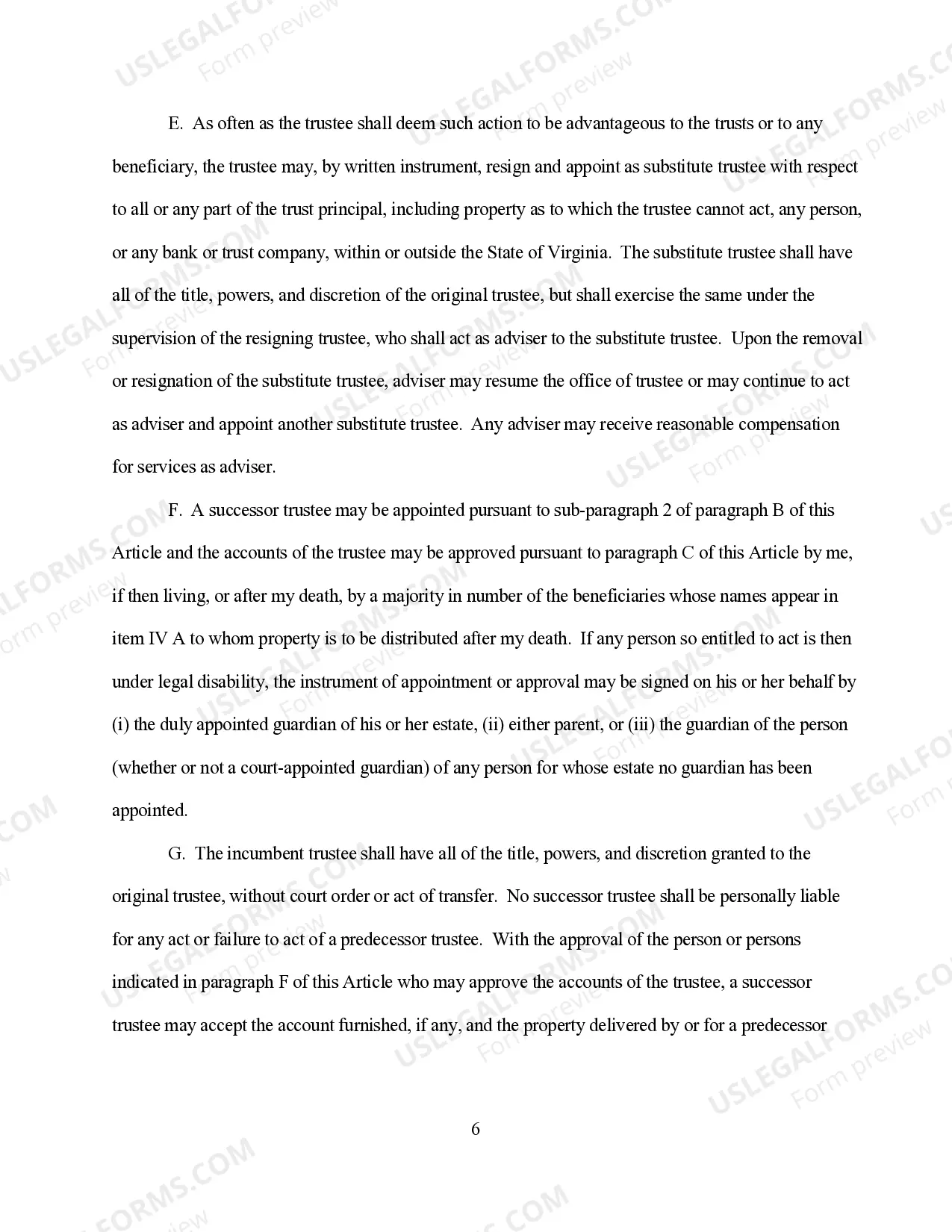 Preview Revocable Living Trust for Single Person