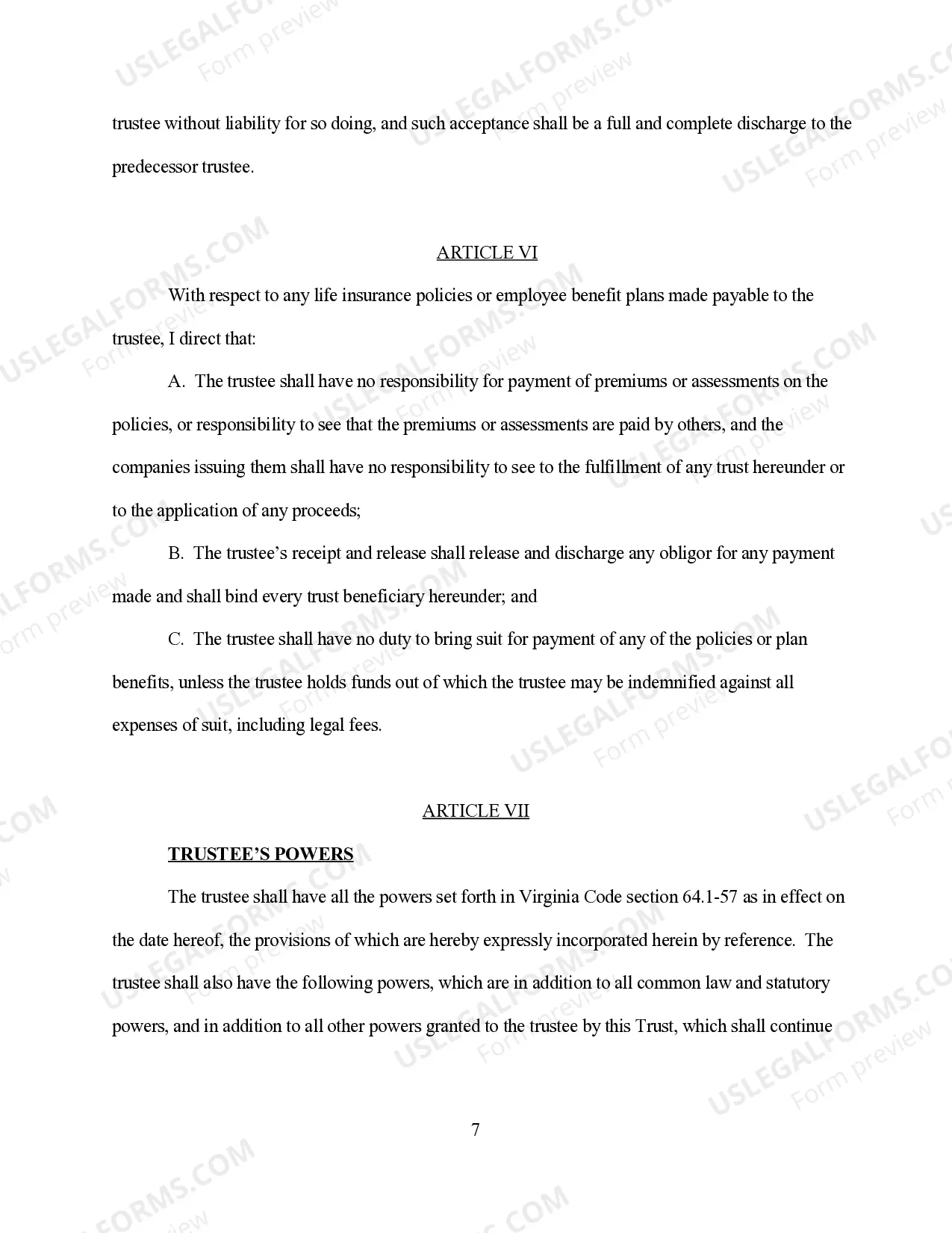 Preview Revocable Living Trust for Single Person