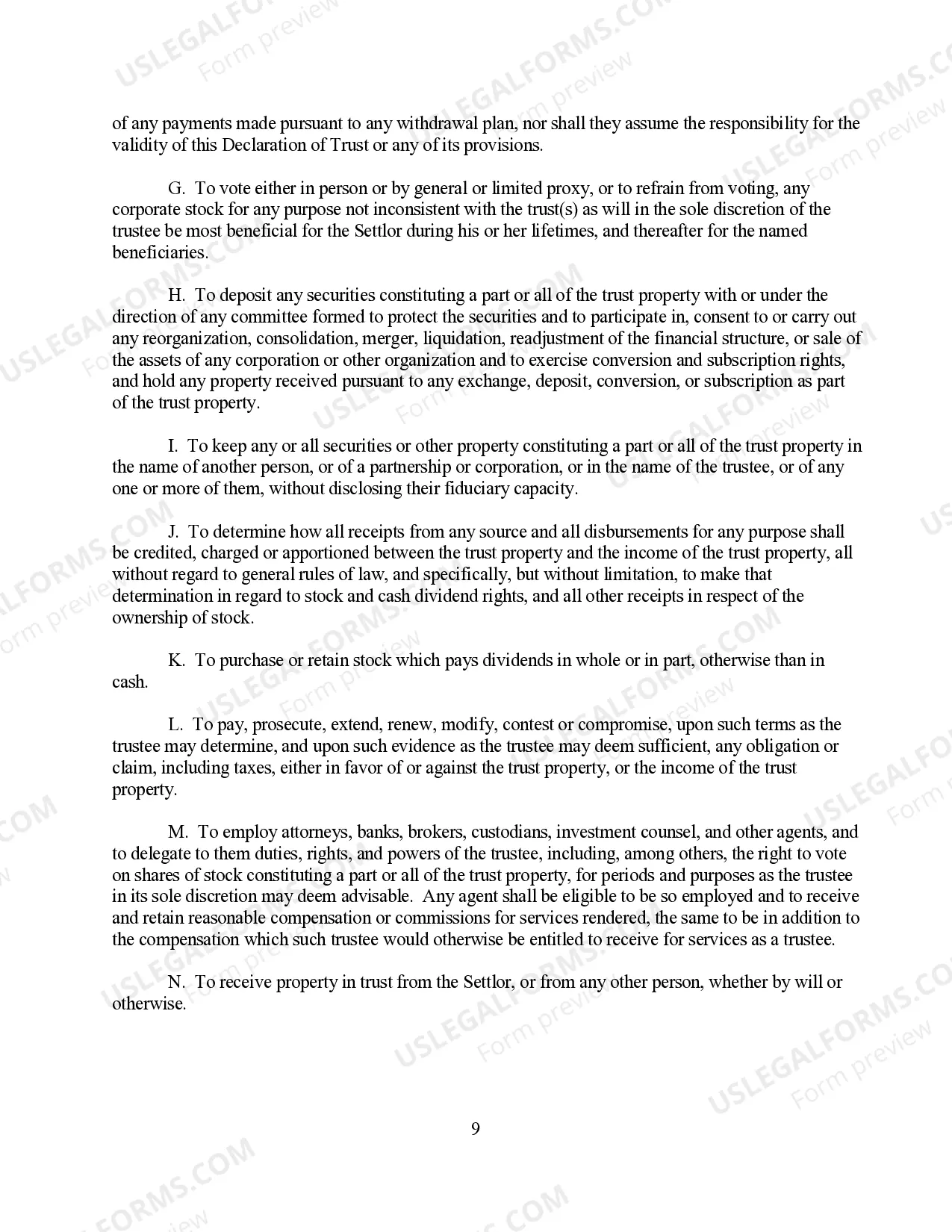 Preview Revocable Living Trust for Single Person