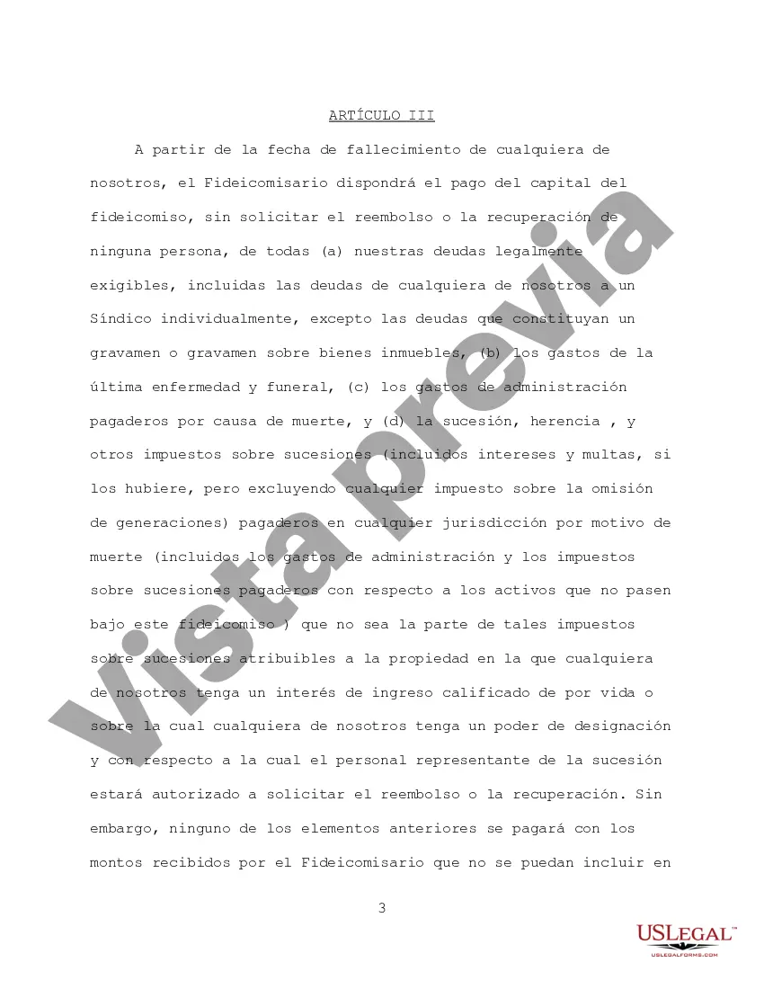 Preview Fideicomiso en Vida Revocable para Esposo y Esposa con Hijos Separados