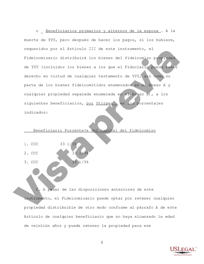 Preview Fideicomiso en Vida Revocable para Esposo y Esposa con Hijos Separados
