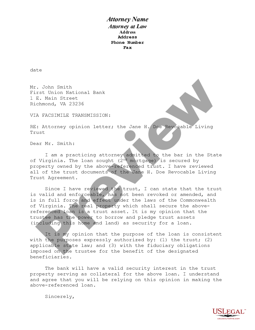 Attorney Opinion Letter Sample 9098