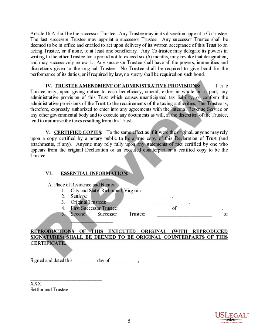 Preview Certificate of Trust Existence and Authority