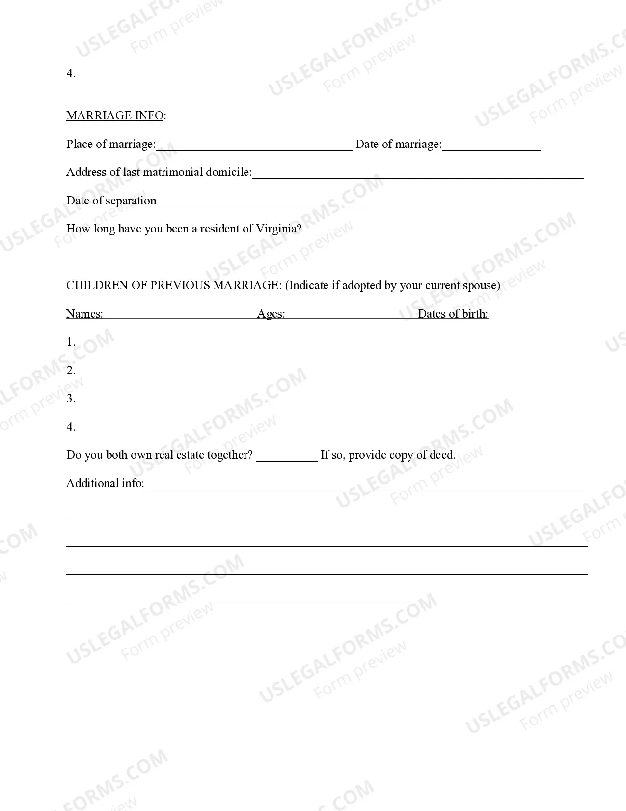 Preview Family Law Client Information