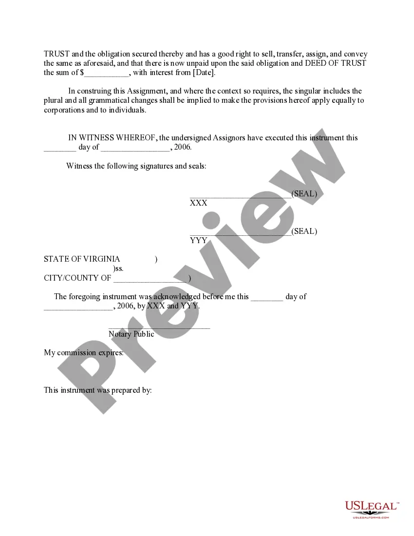 Preview Assignment of Deed of Trust