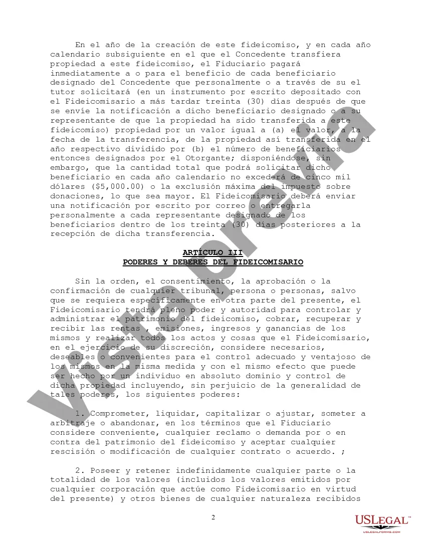 Preview Acuerdo de Fideicomiso Educativo Irrevocable