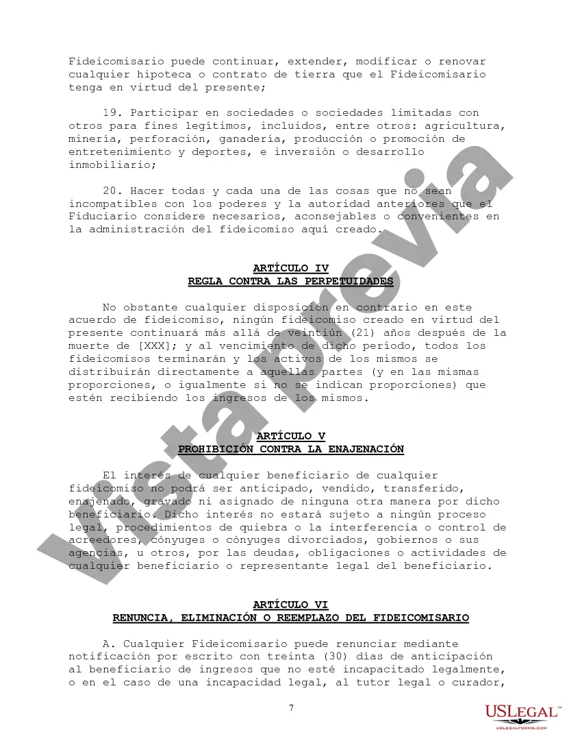 Preview Acuerdo de Fideicomiso Educativo Irrevocable