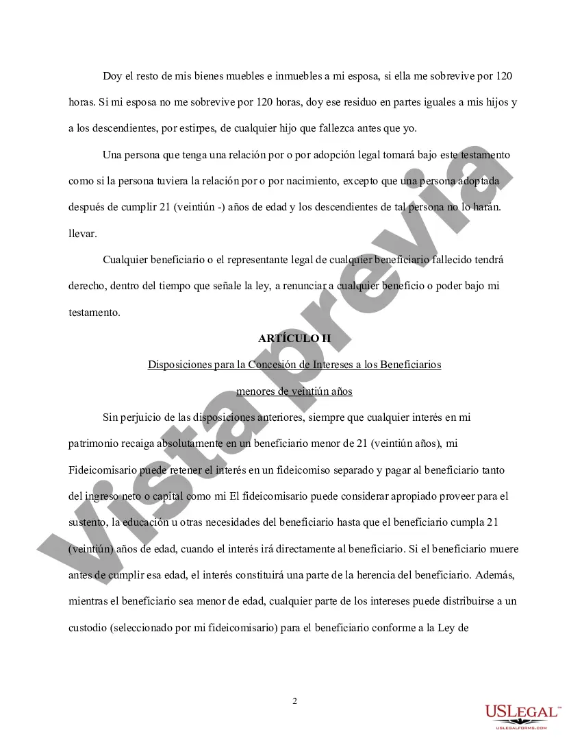 Preview Última Voluntad y Testamento para el Esposo