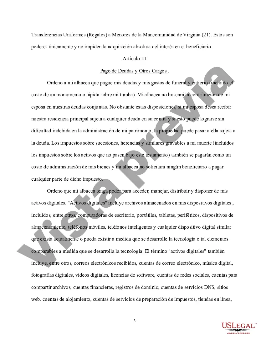 Preview Última Voluntad y Testamento para el Esposo