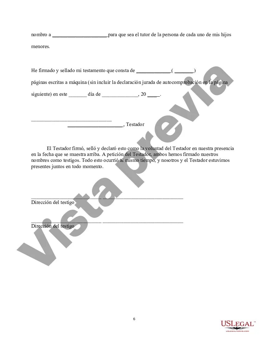 Preview Última Voluntad y Testamento para el Esposo