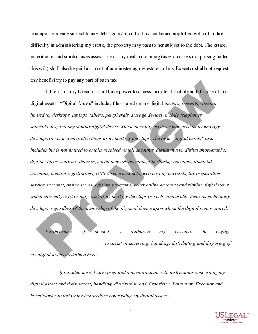 Preview Last Will and Testament for Husband